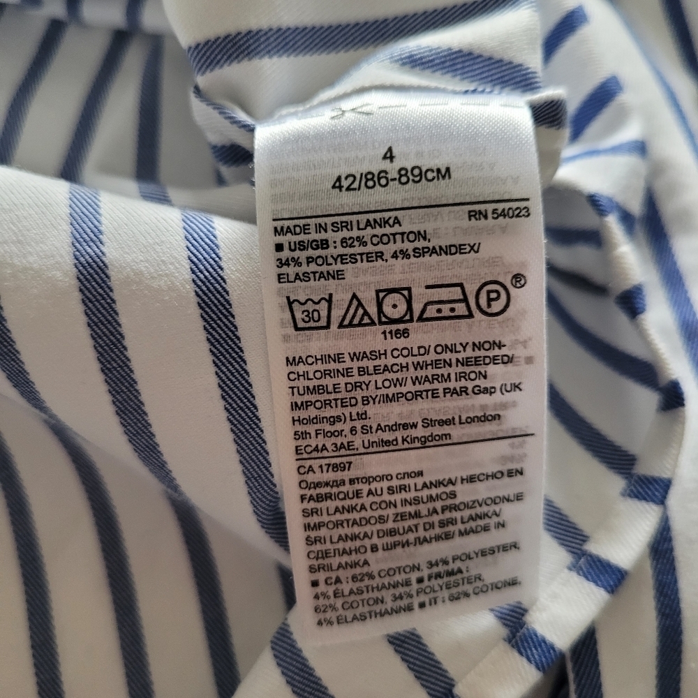 Banna Republic stripped ruffle collared button down top - Picture 8 of 11
